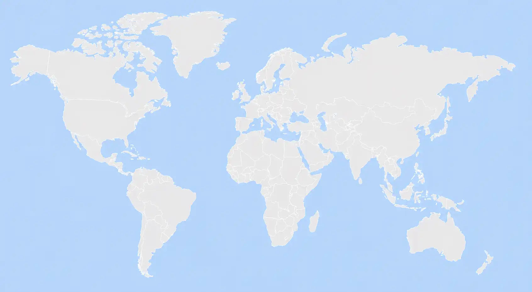 World map showing customer locations